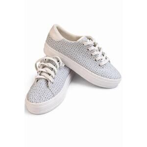 Tommy Hilfiger Women’s Sneakers Size 8.5M Blue White Logo Lace Up Casual Shoes